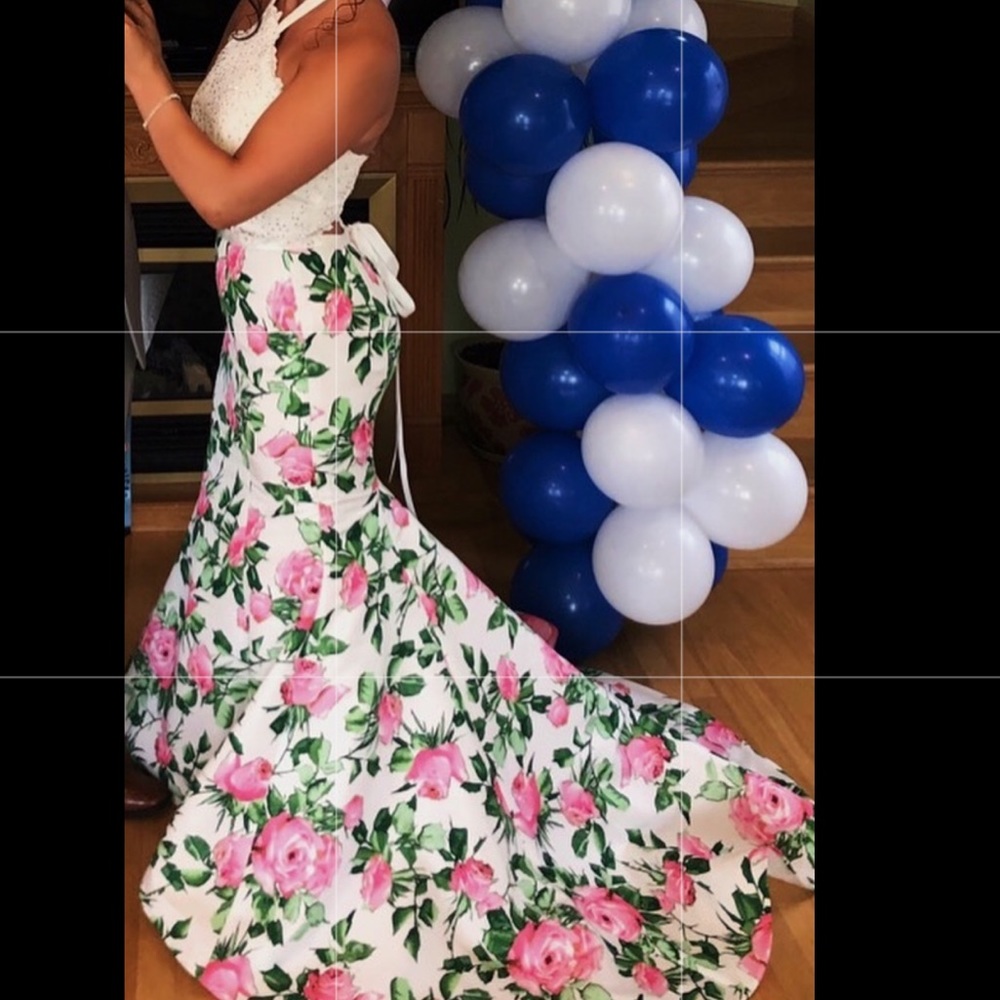 Absolutely stunning Sherri Hill two piece dress with a tail!